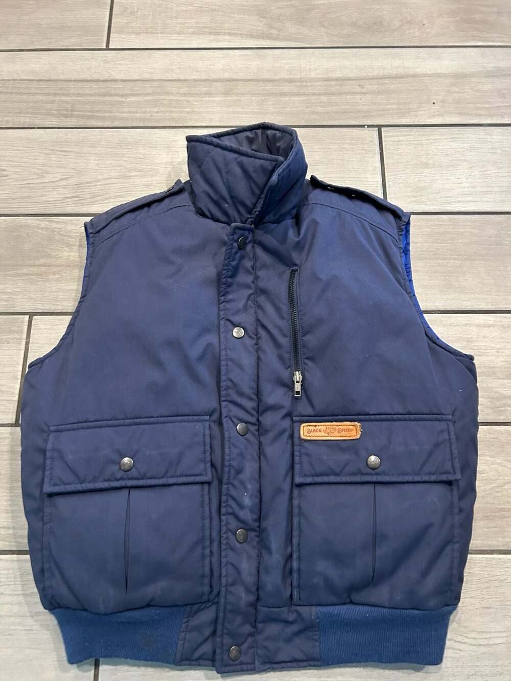 Black Sheep Inc. Vintage Puffer Vest, Medium, Blue, Down Insulated